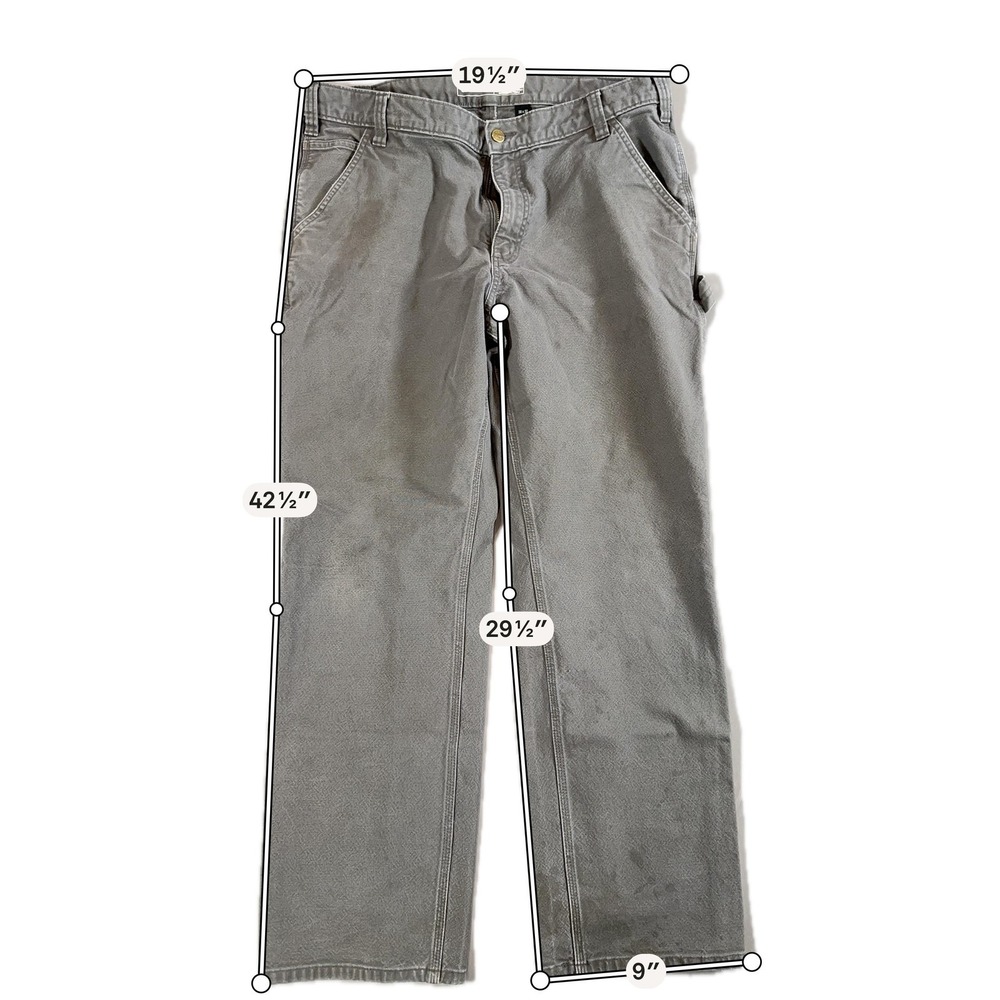 Carhartt Pants Mens 38x32 Gray Carpenter Relaxed Straight Workwear Utility - Picture 3 of 8